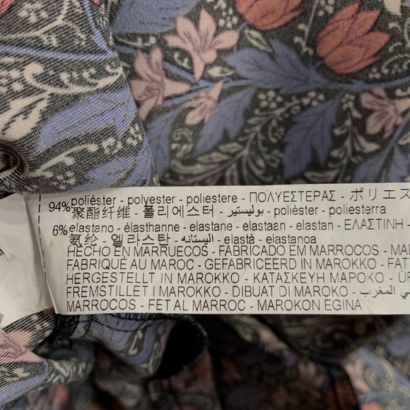 ZARA BLUE FLORAL PRINT LONG-SLEEVE BUTTON-DOWN BELTED MINI DRESS WITH POCKETS - Picture 7 of 16